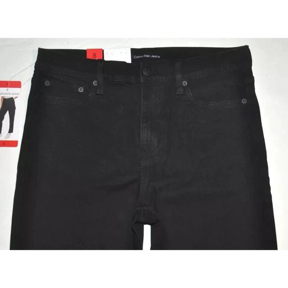 Calvin Klein Womens Inseam 29" Jet Black High Rise Mom Jeans Stretch NWT 12 - Picture 8 of 12